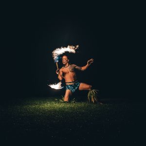 Photograph of fire dancer at wedding reception